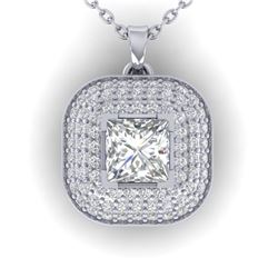 1.60 ctw Princess VS/SI Diamond Art Deco Micro Necklace 14k White Gold