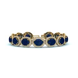 30 ctw Sapphire & Micro Pave VS/SI Diamond Bracelet 10k Yellow Gold