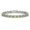 Image 1 : 10.67 ctw Peridot & Diamond Micro Pave Halo Bracelet 10k White Gold