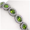 Image 3 : 10.67 ctw Peridot & Diamond Micro Pave Halo Bracelet 10k White Gold