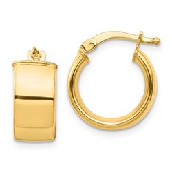 14k Yellow Gold Hoop Earrings - 7x14 mm