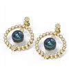 Image 3 : 2 ctw Diamond & Pearl Earrings 18K Yellow Gold