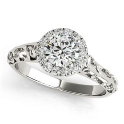 0.62 ctw Certified VS/SI Diamond Antique Ring 14k White Gold