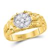 Image 1 : 10kt Yellow Gold Mens Round Diamond Cluster Nugget Band Ring 1/4 Cttw