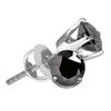 Image 1 : Sterling Silver Unisex Round Black Color Enhanced Diamond Solitaire Earrings 1/6 Cttw