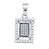 Image 1 : Sterling Silver Womens Round Diamond Rectangle Frame Cluster Pendant 3/8 Cttw