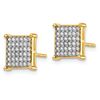 Image 2 : 14k Yellow Gold Cubic Zirconia Pave Square Post Earrings