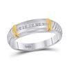 Image 3 : 10kt Two-tone Gold His Hers Round Diamond Cluster Matching Bridal Wedding Ring Band Set 1/10 Cttw