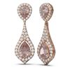 Image 2 : 10.86 ctw Morganite & Diamond Earrings 18K Rose Gold