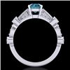 Image 3 : 1.03 ctw Fancy Intense Blue Diamond Art Deco Ring 18k White Gold