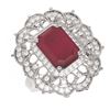 Image 3 : 6.75 ctw Ruby & Diamond Ring 18K White Gold