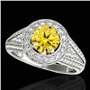 Image 1 : 2.17 ctw Certified SI/I Fancy Intense Yellow Diamond Ring 10k White Gold