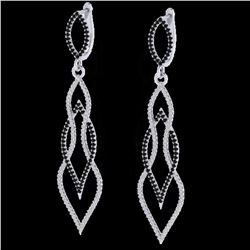 1.90 ctw Micro Pave Black & VS/SI Diamond Earrings 14k White Gold