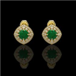4.99 ctw Certified Emerald & Diamond Victorian Earrings 14K Yellow Gold