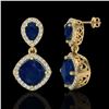 Image 2 : 7 ctw Sapphire & Micro Pave VS/SI Diamond Earrings Designer 10k Yellow Gold