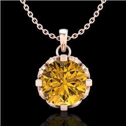 1.5 ctw Intense Fancy Yellow Diamond Art Deco Necklace 18k Rose Gold