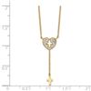 Image 2 : 14k Yellow Gold Heart with Cross CZ Necklace - 17 in.