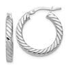 Image 1 : 14k White Gold Polished Twisted Hoop Earrings - 3 mm