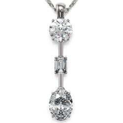 1.75 ctw Oval Cut Diamond Designer Necklace 18K White Gold