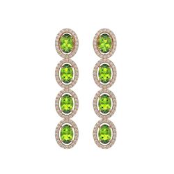 5.88 ctw Peridot & Diamond Micro Pave Halo Earrings 10k Rose Gold