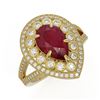 Image 1 : 5.12 ctw Certified Ruby & Diamond Victorian Ring 14K Yellow Gold