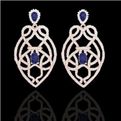 7 ctw Tanzanite & Micro VS/SI Diamond Heart Earrings 14k Rose Gold