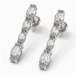 3.78 ctw Marquise Diamond Earrings 18K White Gold