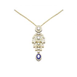 7.24 ctw Sapphire & Diamond Necklace 18K Yellow Gold