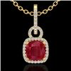 Image 2 : 3 ctw Ruby & Micro VS/SI Diamond Certified Necklace 18k Yellow Gold