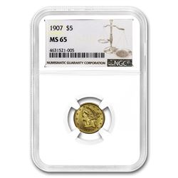 1907 $5 Liberty Gold Half Eagle MS-65 NGC