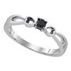 Image 1 : Sterling Silver Womens Round Black Color Enhanced Diamond Solitaire Promise Bridal Ring 1/10 Cttw