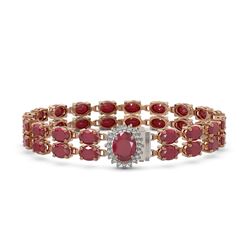 30.12 ctw Ruby & Diamond Bracelet 14K Rose Gold