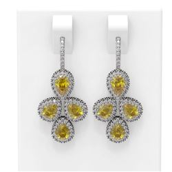 12.76 ctw Canary Citrine & Diamond Earrings 18K White Gold