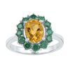 Image 1 : Sterling Silver Womens Oval Lab-Created Citrine Solitaire Emerald Ring 2.00 Cttw