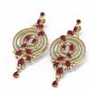 Image 3 : 22.97 ctw Ruby & Diamond Earrings 18K Yellow Gold