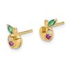 Image 2 : 14k Yellow Gold Cubic Zirconia Apple Post Earrings - 58 mm