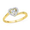 Image 1 : 10kt Yellow Gold Womens Round Diamond Simple Heart Cluster Ring 1/6 Cttw