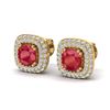 Image 1 : 2.16 ctw Ruby & Micro VS/SI Diamond Earrings Halo 18k Yellow Gold
