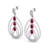 Image 1 : 4 ctw Ruby & Micro Pave VS/SI Diamond Designer Earrings 18k White Gold