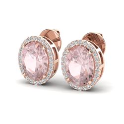 5.50 ctw Morganite & Micro VS/SI Diamond Halo Earrings 14k Rose Gold