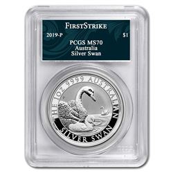 2019 Australia 1 oz Silver Swan MS-70 PCGS (FS, Swan Label)