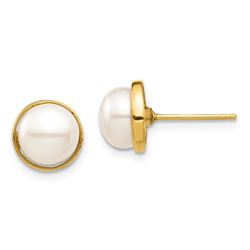 14k Yellow Gold 7-8 mm Freshwater Pearl Post Earrings - 62 mm