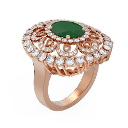 6.41 ctw Emerald & Diamond Ring 18K Rose Gold
