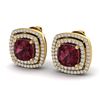Image 1 : 4.55 ctw Garnet & Micro Pave VS/SI Diamond Earrings 18k Yellow Gold