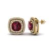 Image 2 : 4.55 ctw Garnet & Micro Pave VS/SI Diamond Earrings 18k Yellow Gold