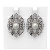 Image 1 : 3 ctw Diamond & Pearl Earrings 18K White Gold
