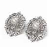 Image 3 : 3 ctw Diamond & Pearl Earrings 18K White Gold