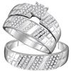 Image 1 : 10kt White Gold His & Hers Round Diamond Cluster Matching Bridal Wedding Ring Band Set 3/8 Cttw
