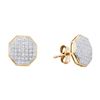 Image 1 : 10kt Yellow Gold Womens Round Diamond Octagon Cluster Earrings 1/5 Cttw