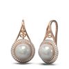 Image 2 : 1.31 ctw Diamond & Pearl Earrings 18K Rose Gold